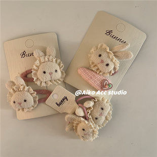 AIKO 甜美蕾丝兔兔发圈发绳发夹可爱萌系 ACC韩国儿童新款