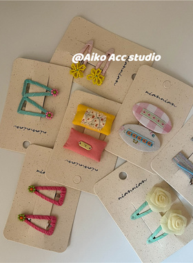 AIKO ACC韩国春夏新款Ins风花朵蝴蝶结碎花几何简约发夹刘海夹