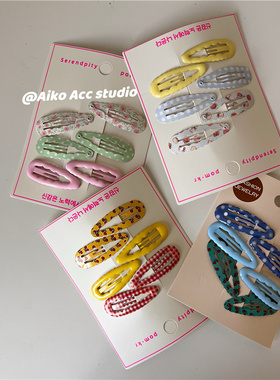 AIKO ACC韩国新款设计师款波浪格纹ins风BB夹刘海夹碎发夹组合