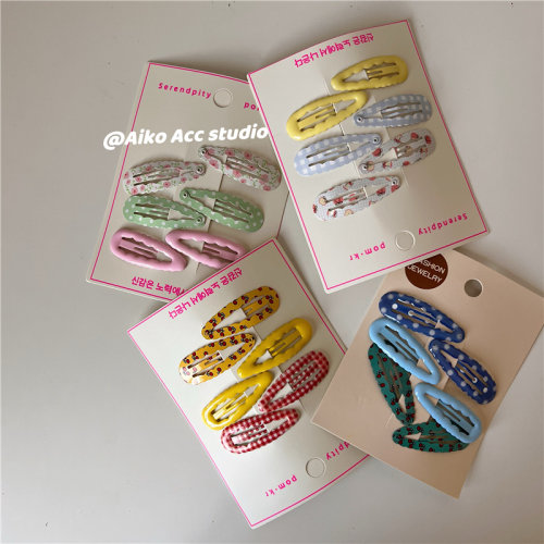 AIKO ACC韩国新款设计师款波浪格纹ins风BB夹刘海夹碎发夹组合