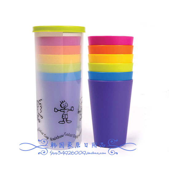 韩国进口 KOMAX彩虹随手杯 树脂杯 家居杯 聚餐杯 6P杯/5P杯 两款