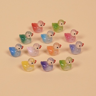 亮面渐变彩色迷你夜发光荧光可爱卡通树脂桌面微景观装 饰配件摆件