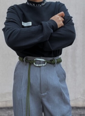 金属编织绳子腰带男士裤带绳粗绳腰链配饰可调节加长腰绳女嘻哈