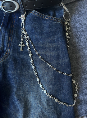 原创cleanfit金属十字架腰链男配饰y2k复古朋克酷裤链女嘻哈高街