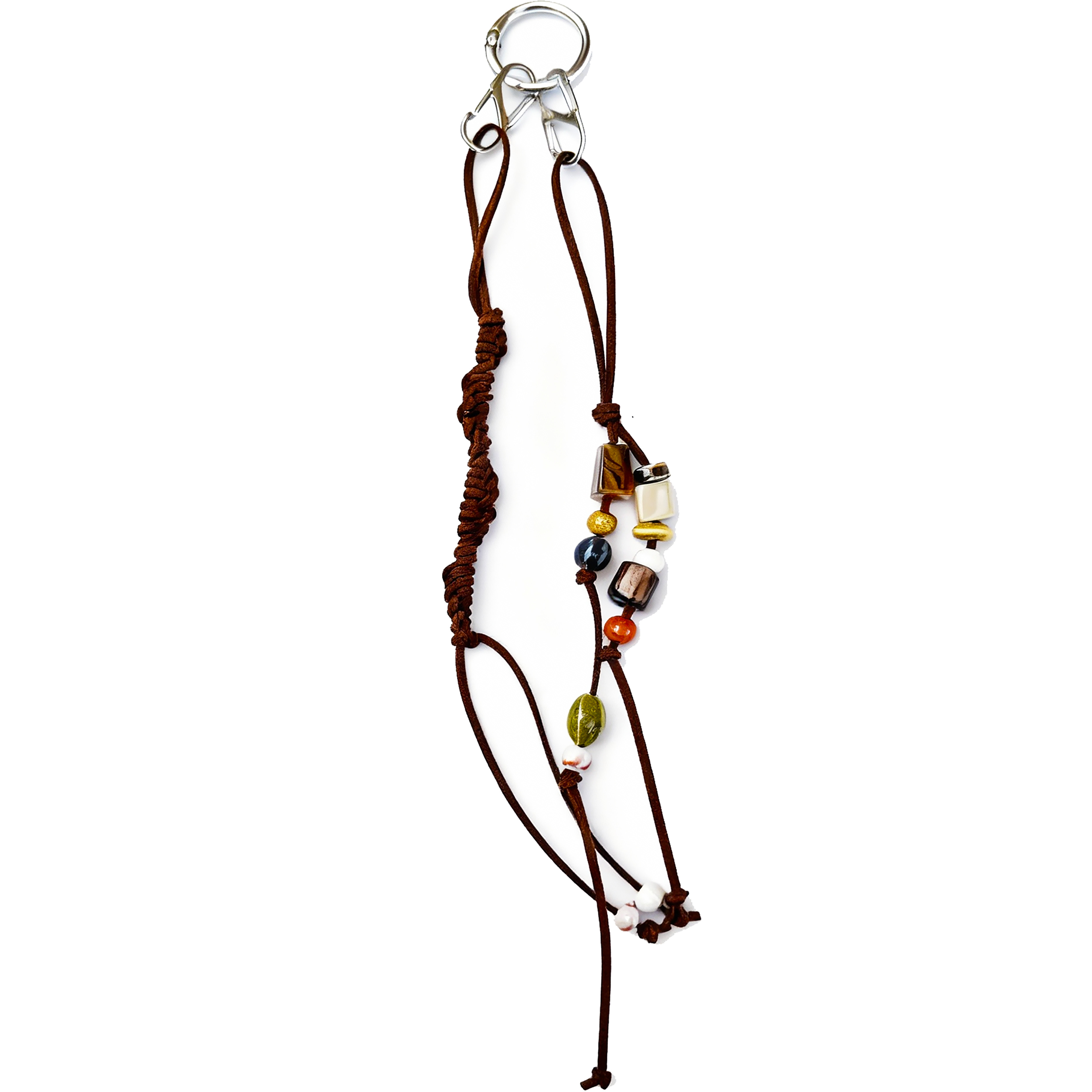 原创陶瓷珠手工编织麂皮挂件串珠腰间挂饰裤链包包挂件复古钥匙扣