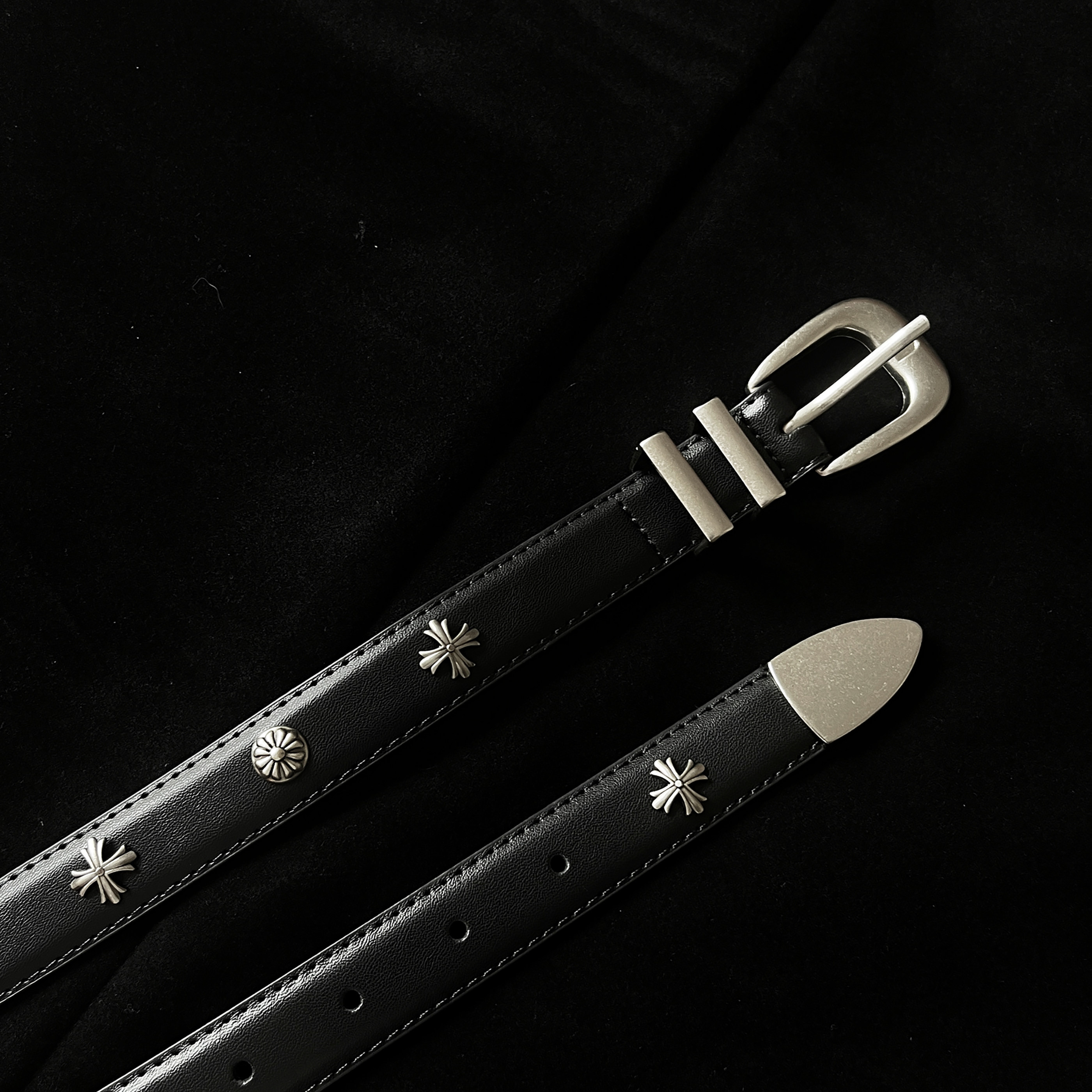 原创皮带男女款夏真皮复古铆钉配牛仔裤设计感小众辣妹腰带男配饰