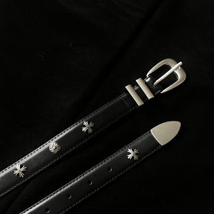 原创皮带男女款 设计感小众辣妹腰带男配饰 夏真皮复古铆钉配牛仔裤