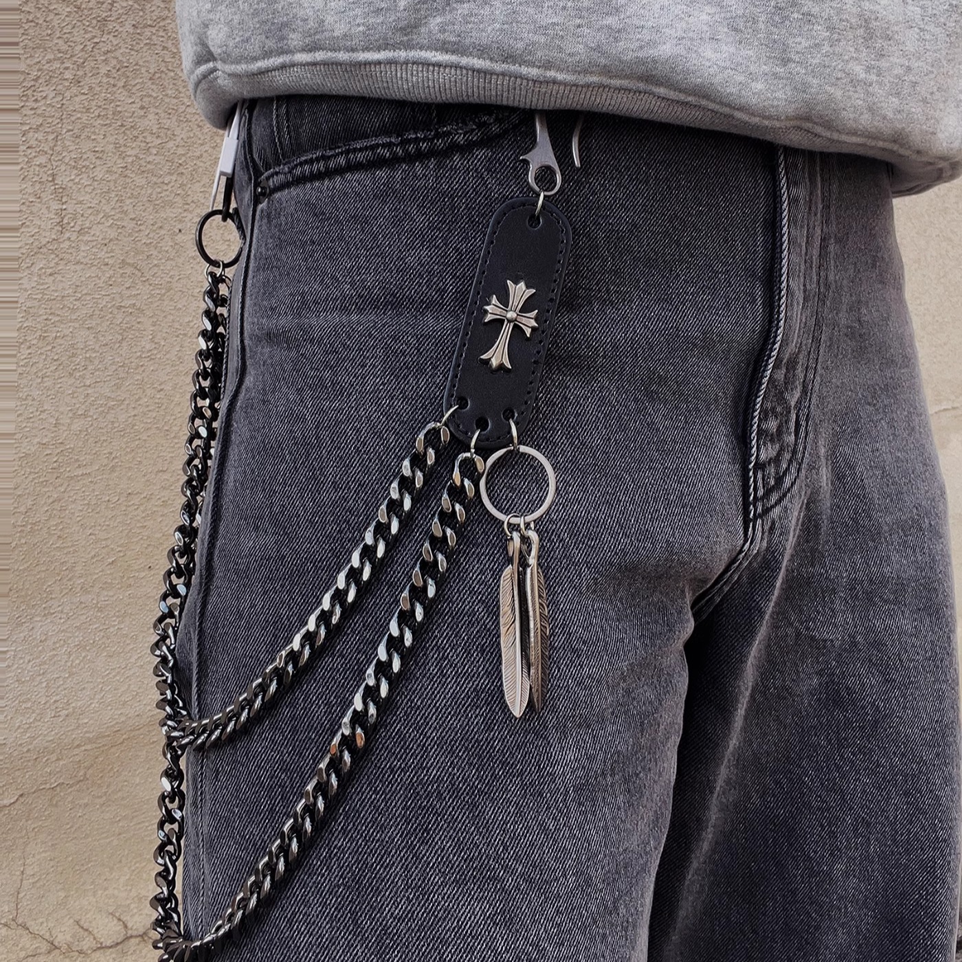 十字架双层y2k朋克裤链配饰