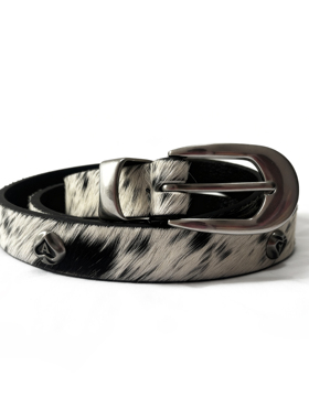 原创马毛腰带男头层牛皮复古铆钉皮带真皮腰带配饰美式朋克街头