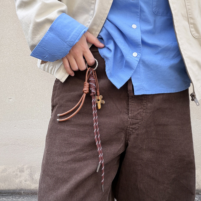 原创复古花朵编织PU串珠包挂件