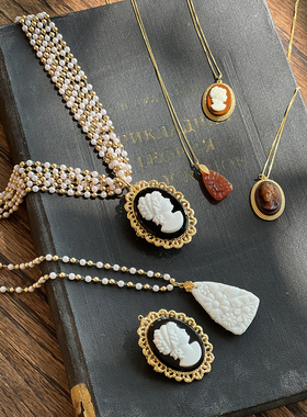 玻璃雕花女复古项链毛衣链