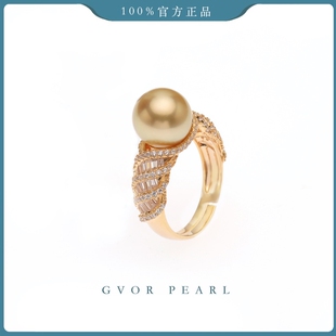 P1159 11MM 珍珠奶奶海水金珍珠戒指