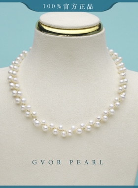 小灯泡珍珠双层项链可调节 4-5mm C294