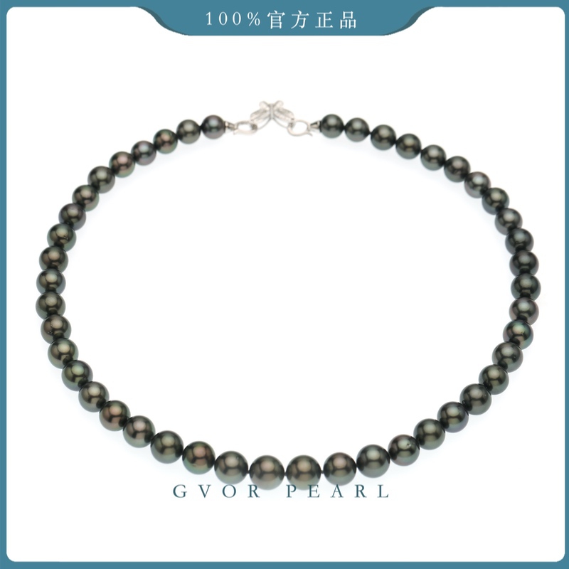 S925海水大溪地黑珍珠项链8-11MM A1757