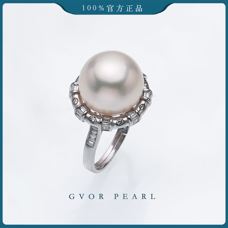 【珍珠奶奶推荐】淡水有核S925银白珍珠戒指 13-14mm C1273