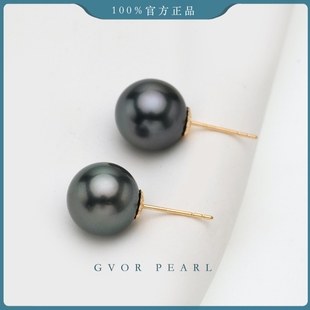 G18K海水大溪地黑珍珠耳钉10 A1746 11MM