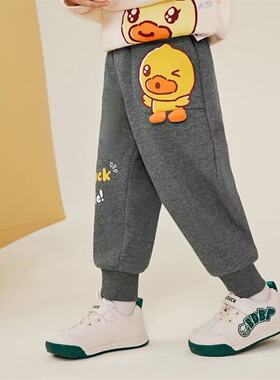 B.Duck小黄鸭童装女童加绒冬季长裤保暖可爱百搭男童