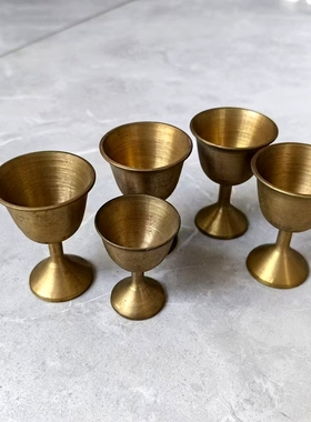 纯黄铜酒杯酒盅中式摆件供奉酒杯供酒供水法器供财神观音供杯