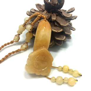 黄玉项链毛衣链吊坠吉祥物玉坠玉佩饰品步步登高男女款创意礼品