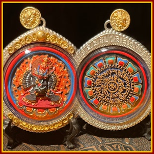 西藏大威德金刚唐卡吊坠项链嘎乌盒护身符男女款随身佛牌擦擦佛