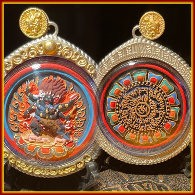 唐卡擦擦佛文玩绘西藏大黑天摆件
