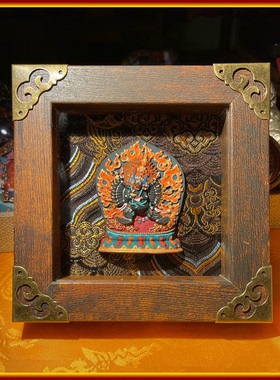 唐卡擦擦佛文玩绘西藏大黑天摆件