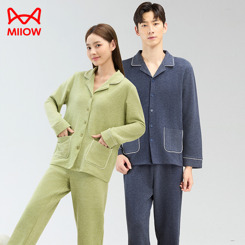 春秋睡衣情侣描人套装