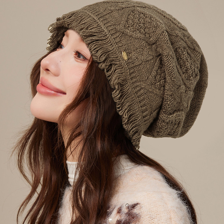 CACUSS流苏针织帽子女冬时尚复古含羊毛保暖防寒显脸小套头毛线帽,服饰配件/皮带/帽子/围巾,帽子,淘宝优惠券,粉丝福利购,淘宝优惠卷