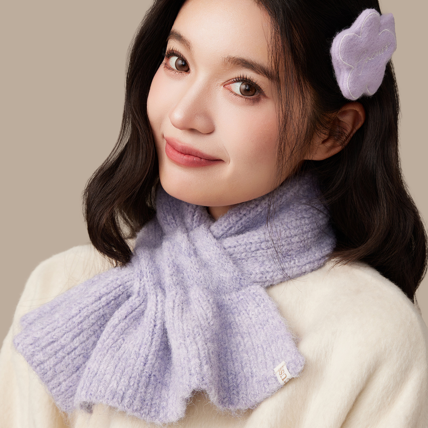 CACUSS围巾女冬季针织围脖脖套