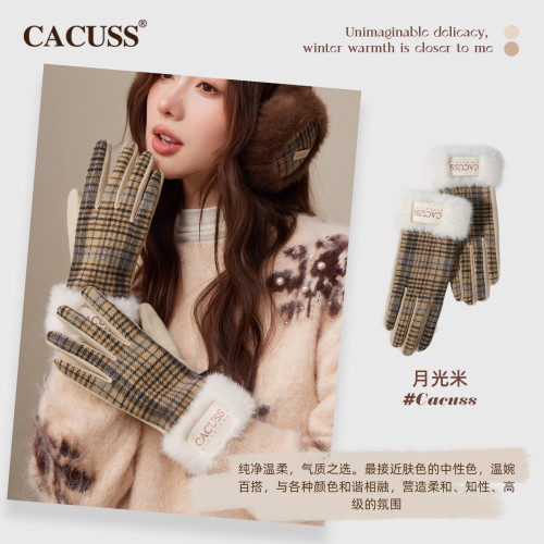 Cacuss秋冬复古英伦手套女手套