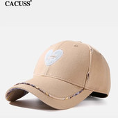 CACUSS棒球帽女春夏轻奢鸭舌帽破洞工装 高级帽子棉遮阳帽爱心刺绣