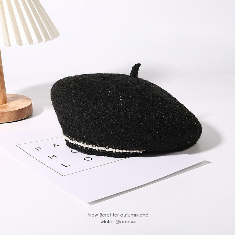 CACUSS帽子女秋冬贝雷帽小香风
