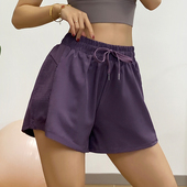 外穿高腰瑜伽裤 夏季 速干宽松跑步健身裤 带口袋防走光运动短裤 新款