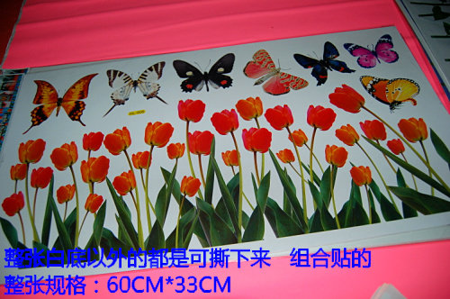 郁金香组合手绘涂鸦贴纸墙画