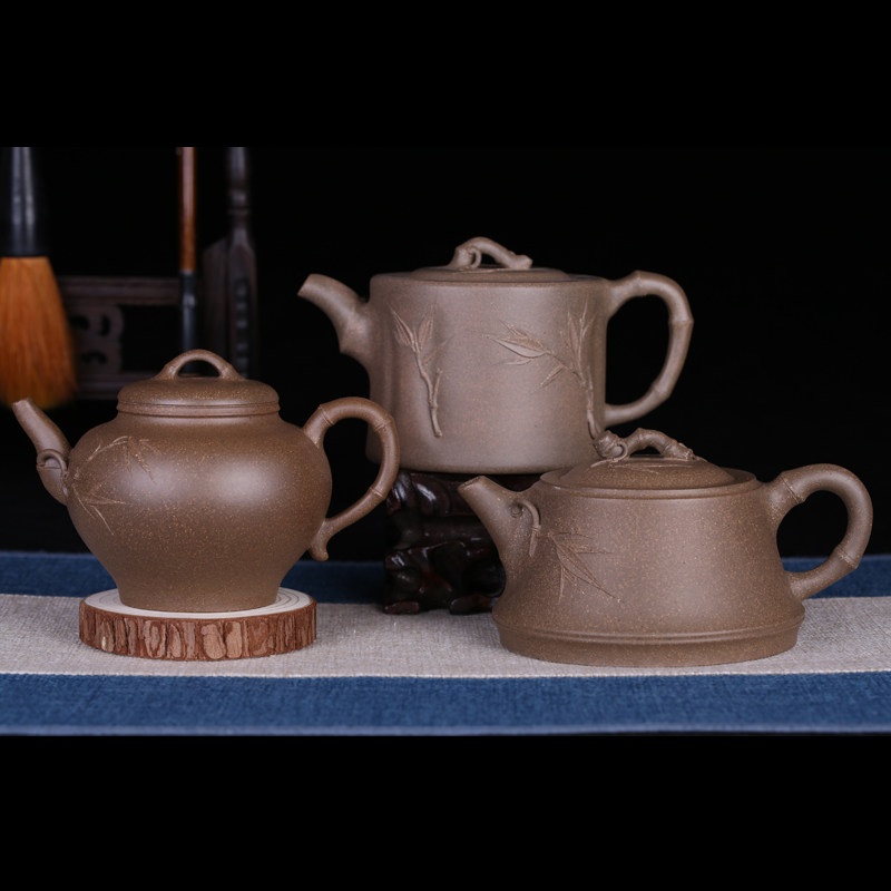 秀竹/竹石瓢/祥竹高工贾益芳竹器珍品全手工原矿青段紫砂宜兴紫砂