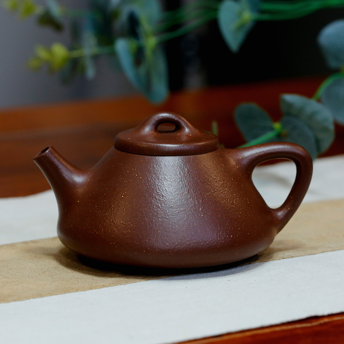 子冶石瓢原矿四十目手磨老紫泥国工张玲玲全手工正宗宜兴紫砂壶