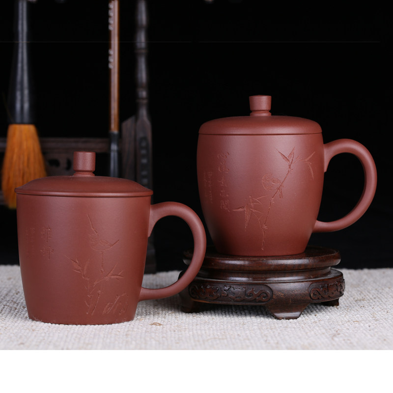 雅趣杯/花鸟盖杯 王夕(锡)珍 纯手工原矿清水泥紫砂杯 自用杯茶杯