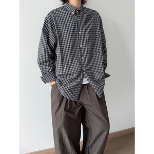 秋季韩系宽松休闲长袖格子衬衫 C599/P68图片