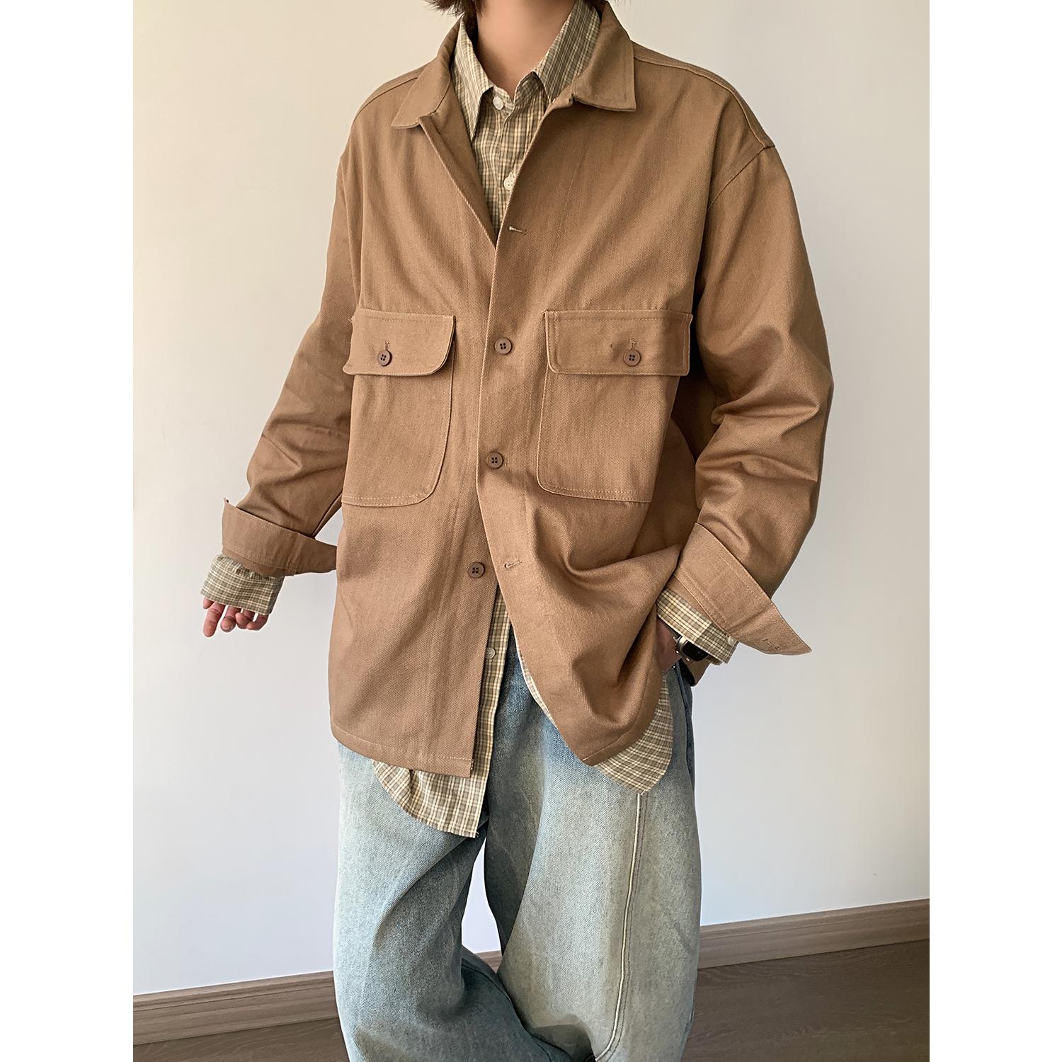 复古翻领夹克男潮牌宽松休闲工装薄款JK553/P100,男装夹克,电商A228