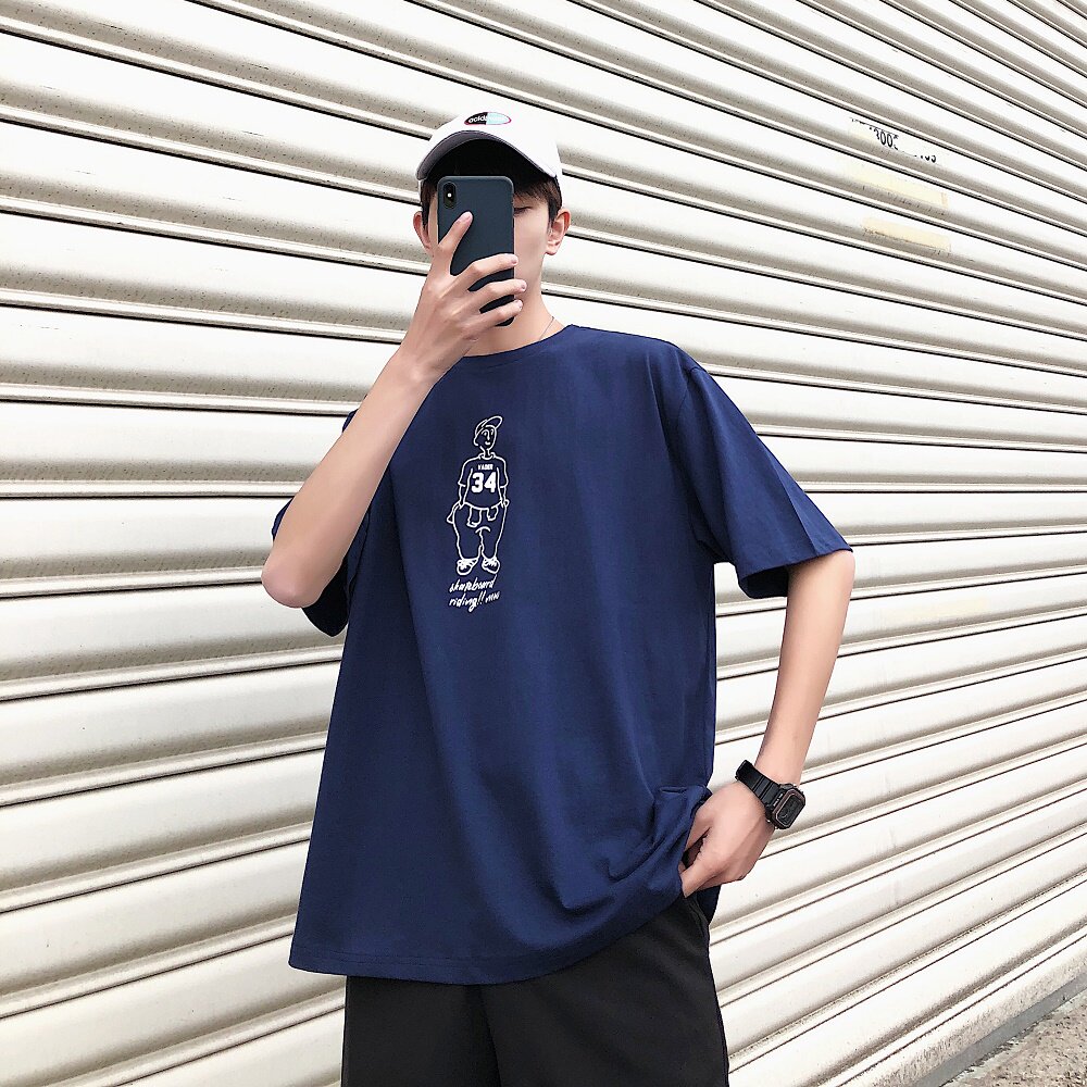 简约韩版卡通人物印花圆领T恤T808/P40,男装T恤,电商A228