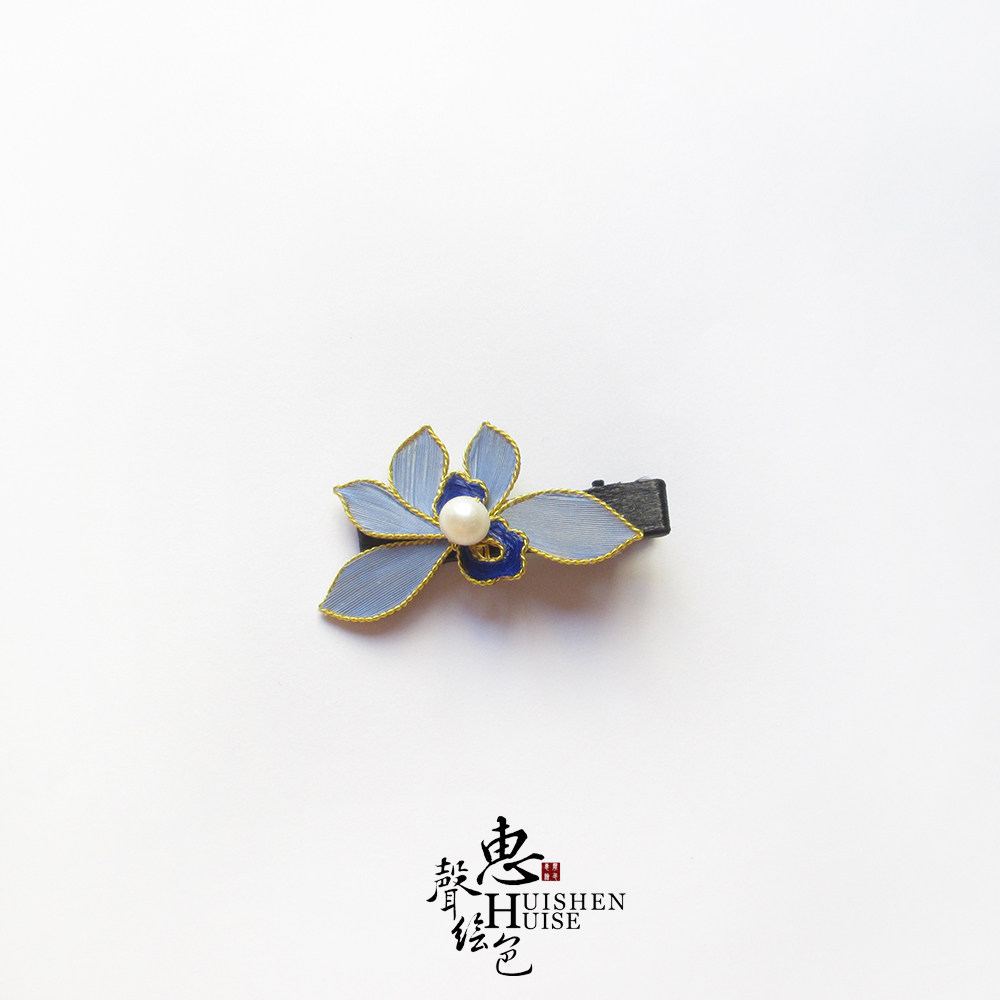 仿点翠发饰兰花珍珠发夹国风汉服