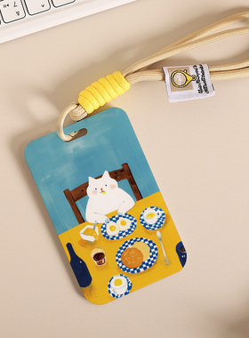 原创ins猫小姐校园工作证公交饭卡挂绳卡套小众门禁卡工牌防丢绳