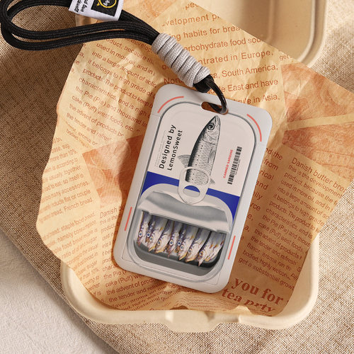 原创个性鱼罐头工作证挂绳饭卡公交卡套ins个性门禁卡情侣保护壳