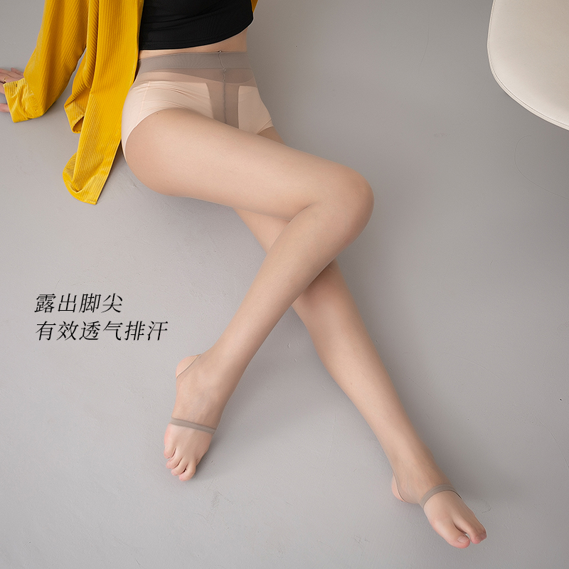 私调「鱼嘴」露脚趾隐形黑丝袜女夏5D超薄性感T裆高透丝滑连裤袜