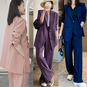 高级感西装 两件套 胖mm梨型身材巨显瘦遮肉西服阔腿裤 套装 女加大码