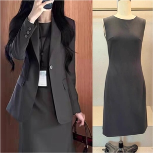 裙两件套高级感通勤正装 春秋款 套装 胖mm遮肚显瘦气质职业西装 大码