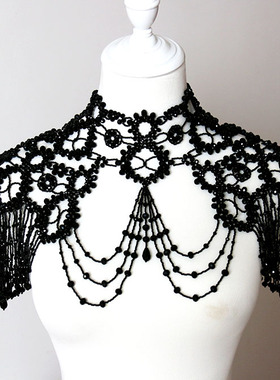 水晶重工华丽风披肩流苏礼服项链