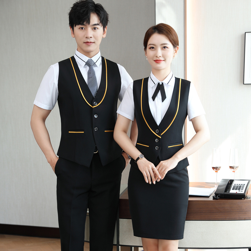 短款马甲职业套装女V领