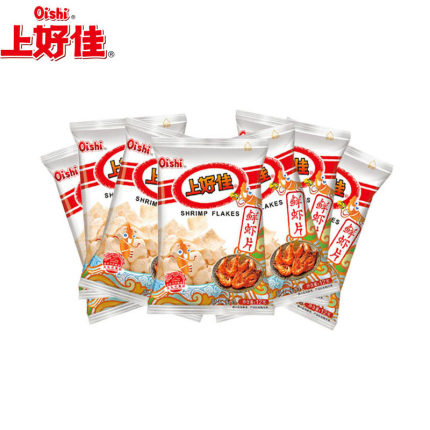 Oishi/上好佳膨化食品鲜虾片9g*20包办公室小吃休闲零食