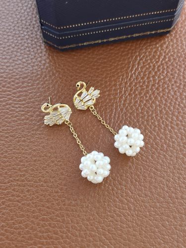 淡水珍珠耳钉天鹅耳钉珍珠球